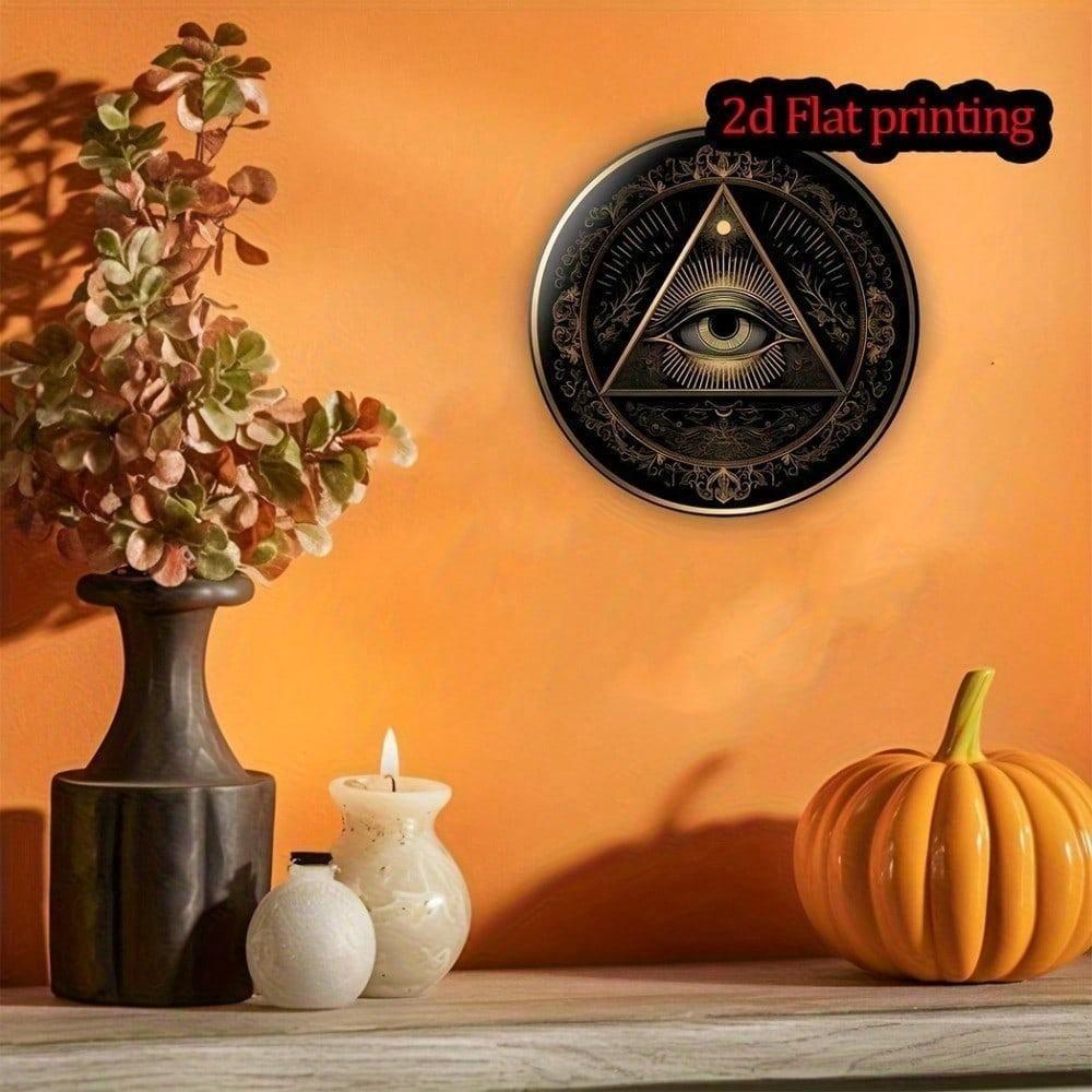 Vintage All Seeing Eye Metal Sign 8x8 Inch Handmade Aluminum Plaque for Home Office Wall Decor