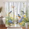 Watercolor Birds And Flowers Shower Curtain Waterproof Easy To Clean Privacy Protection Print Nature Garden Art Design 12 Hooks