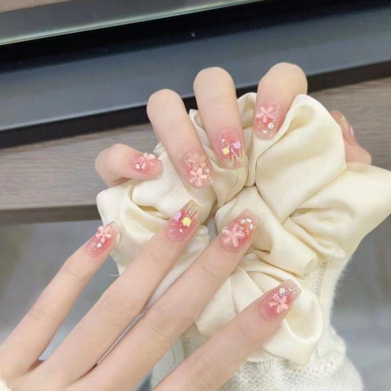 

Handmade Wear Nail Tulip Spring Gentle Cute Nail Stickers Ins Easiest for Match Daily Short Short Nail Aromatic Siyi [Short Square] Special Trumpet XS