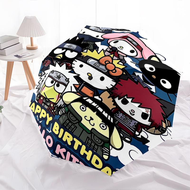 

1pc Hello Kitty Collaboration Automatic Opening Umbrella with Portable Tri-Fold Design, 8-Bone Iron Frame, Outdoor Use, Perfect Gift for Fans, Travele