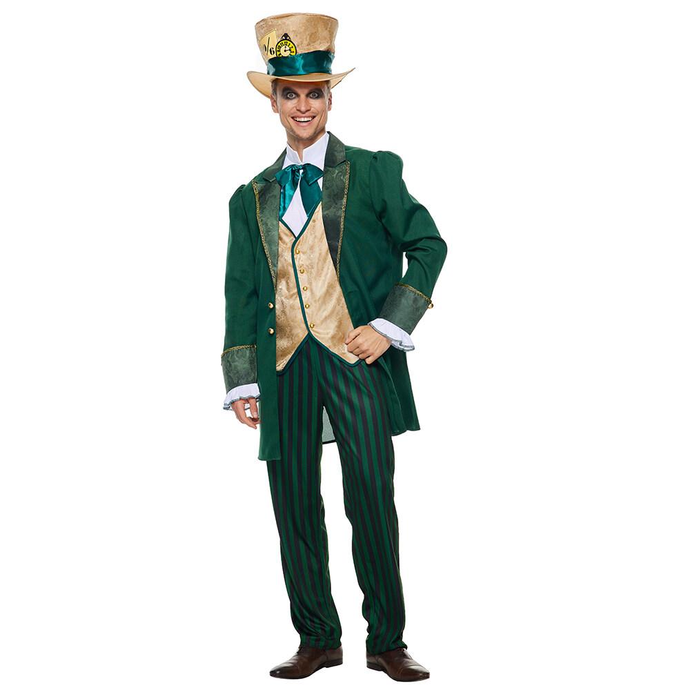 Men's Alice In Wonderland Mad Hatter Costume Halloween Deluxe Gentmen Cosplay
