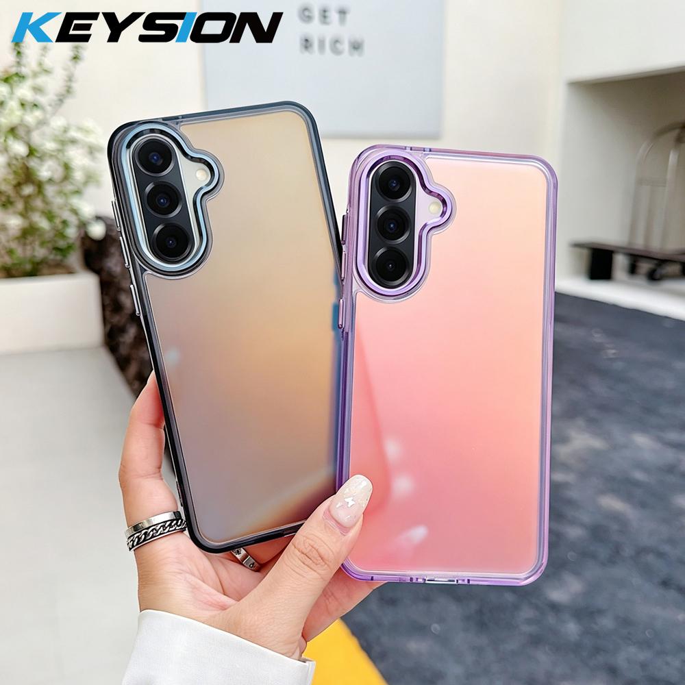 KEYSION Laser Gradient Colorful Phone Case for Samsung A56 5G A36 A26 Soft TPU+PC Shockproof Back Cover for Galaxy A16 4G 5G