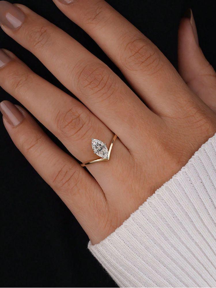 925 Sterling Silver Fashion Golden Marquise Series Zircon Ring For Women Engagement Wedding Simple High Quality Fine Jewelry