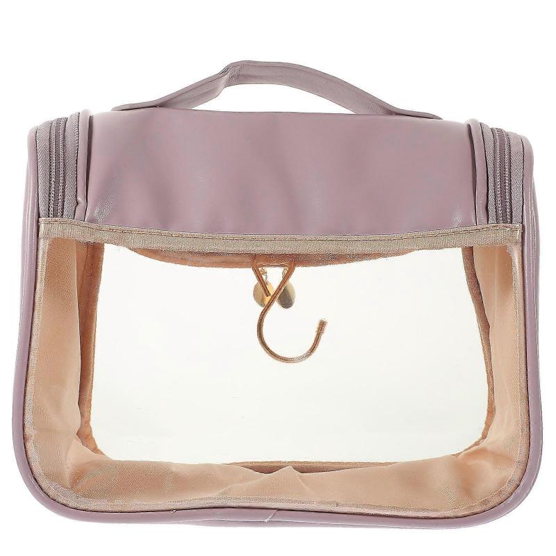 Travel Clear Toiletry Bag Makeup Storage Holder Purple 24X18X12CM Wall-Hanging 1Pack