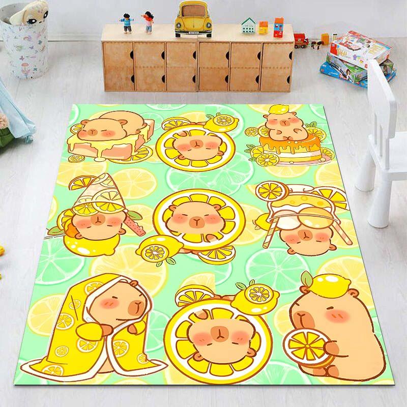 New Cute Capybara Cartoon Print Rug Carpets for Bedroom Living Room Sofa Mat Door Mat Dressing Room Rugs for Gifts