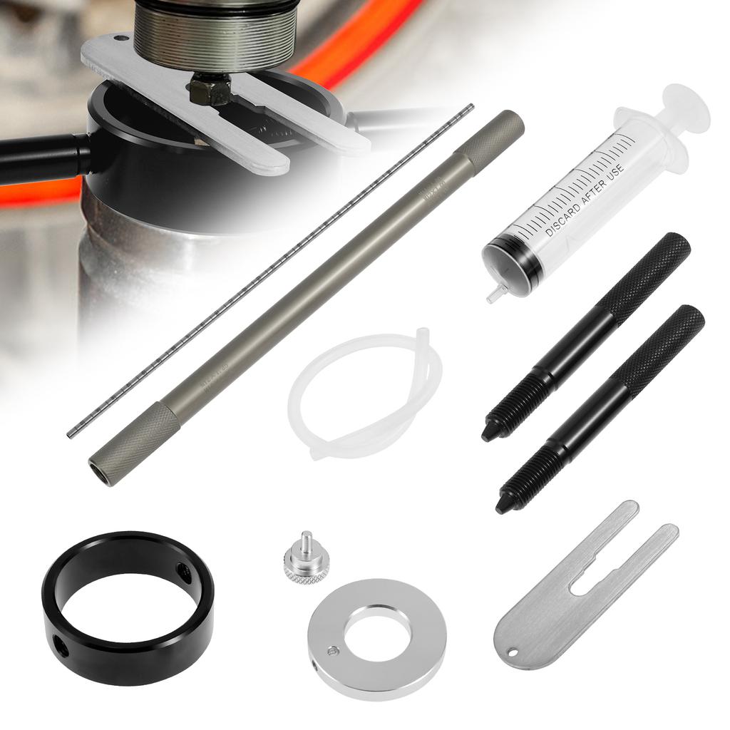 3-in-1 Motorrad Gabel Service Werkzeugsatz mit Gabelölstand/Federkompressor/Dämpferstangen Entlüftungswerkzeug Universelles Wartungswerkzeug