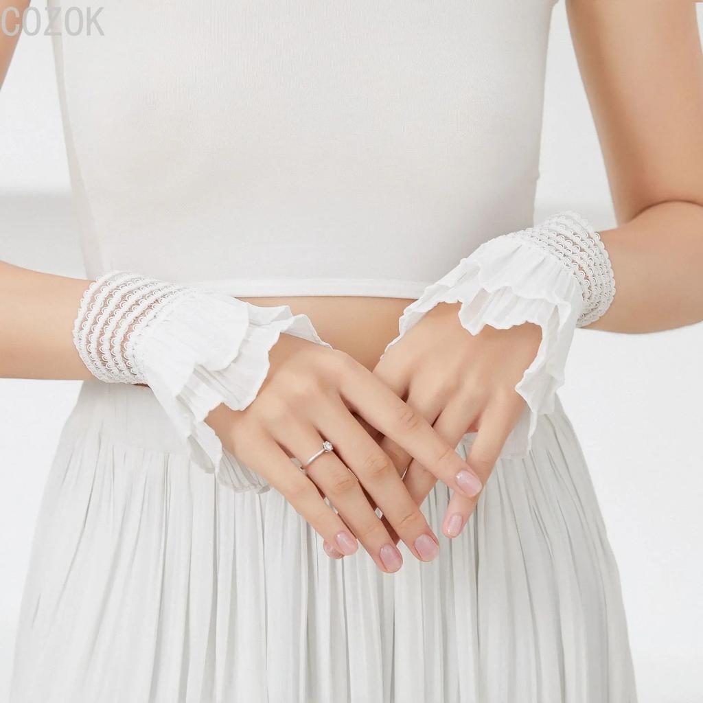 Cross-border Pleated Mesh Lace Sleeves Women's Decorative Cuffs Replacement Fake Sleeves