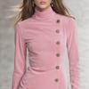 2025 Autumn/Winter Elegant Solid Color Waist-Cinched Slim Dress with Buttons