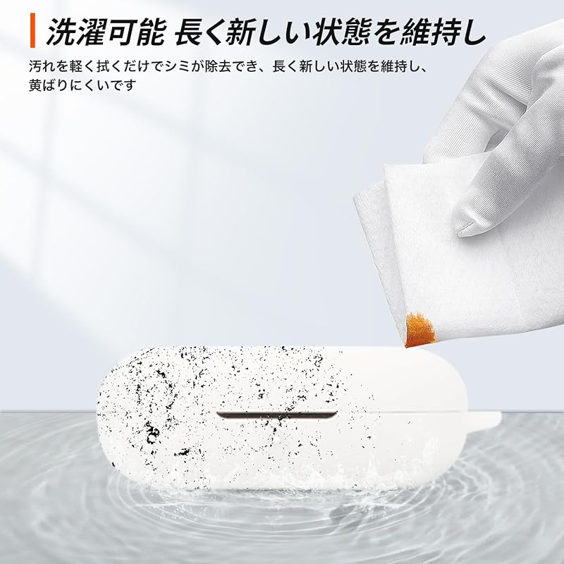 For SOUNDPEATS Breezy Earphones for Case Silicone Protective Case [HUKWIMO] with Carabiner + Strap Visible Led Light Wireless Charging Compatible Full