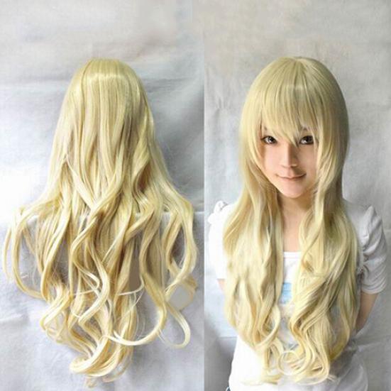Perruque Longue Ondulée Bouclée Avec Frange – Cheveux Synthétiques Naturels 70 Cm Pour Quotidien, Cosplay, Fête