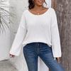Women Plus Size Solid Color Knit Sweater Crew Neck Ribbed Drop Shoulder Long Sleeve Top