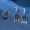 New Geometric Triangle Patterned Tassel Earrings Rings Unique Trend Retro Light Luxury Versatile Nomadic Ethnic Jewelry Gifts