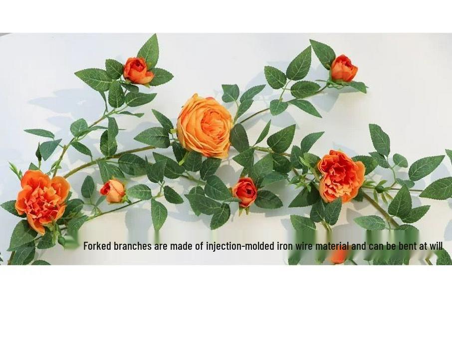 Artificial Rose Flower Vine Wall Decor for Air Conditioning Pipe and Storefronts