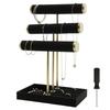 3 Layers Velvet Jewelry Display Detachable Necklace Holder with Tray Large Capacity Bracelet Organizer for Retail Store Home