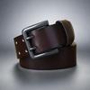 Heren Retro Jeugd Echt Leer Riem - 4,3CM Breed, Dubbele Gesp, Veelzijdig Koeienhuid Tailleband