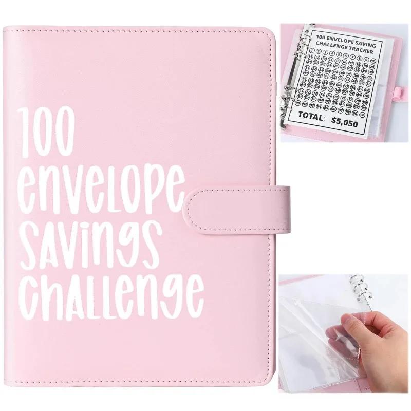 100 Days Envelope Savings Challenge Binder Save Money Challenges Loose-Leaf Binder Budget Binder with Cash Money Organizer