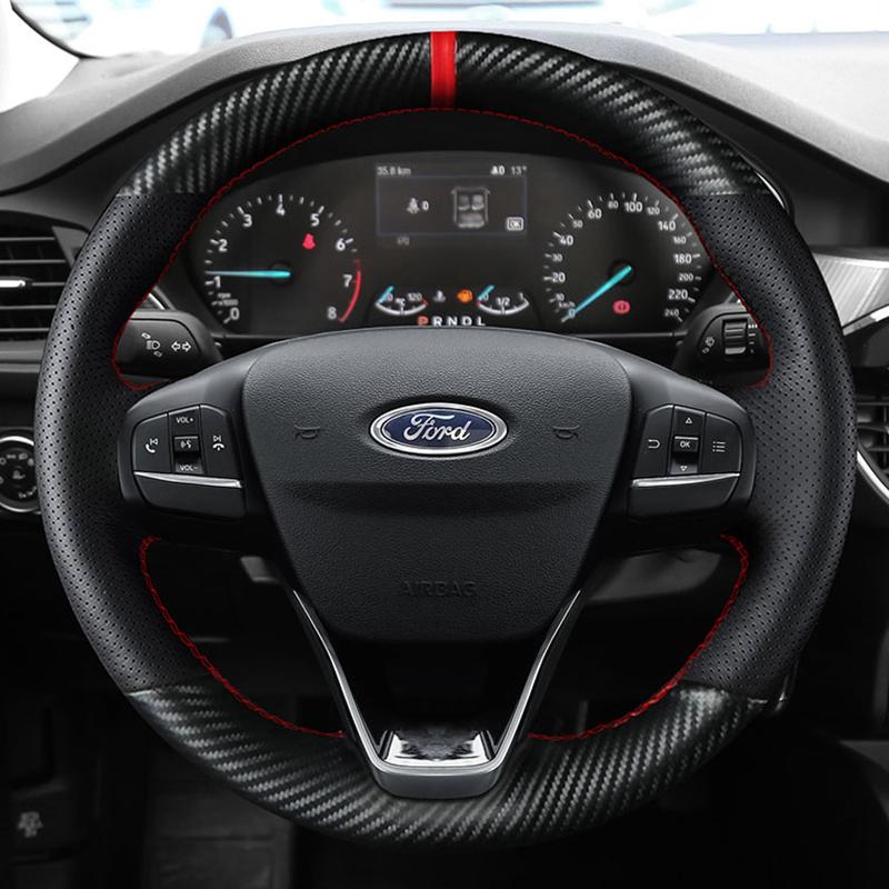 DIY Car Steering Wheel Cover 100% Fit For Ford Focus 4   Fiesta 17-19 Tourneo 2018  New Focus Car Accessories