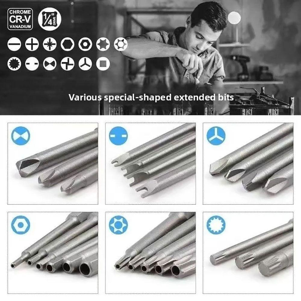 50/36Pcs Extra Long Long Screwdriver Bit Set 75mm 1/4 Head Electric Screwdriver Set Magnetlc Multi-specification