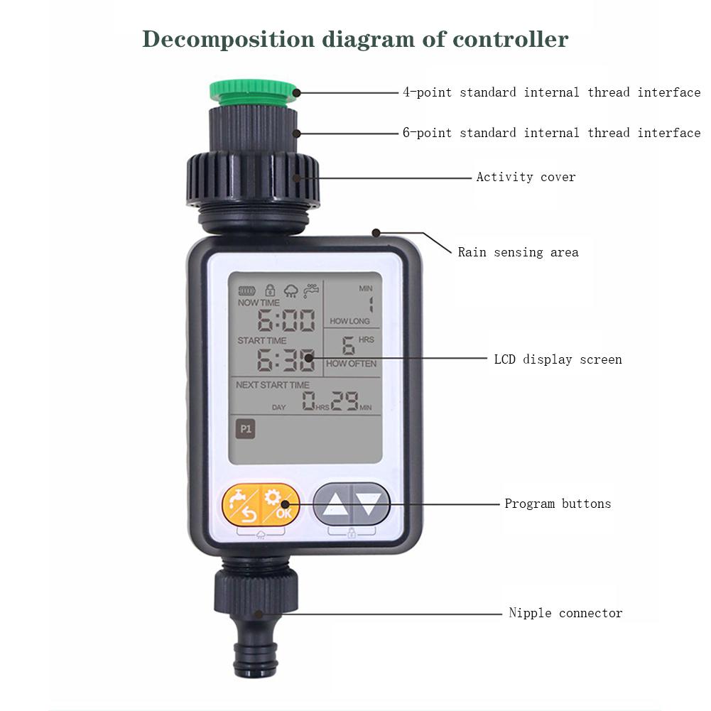 ABS Water Sprinkler Timer For Garden Hose Irrigation Controller System Timer With 10 Separate Watering Programs Rain Sensing