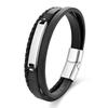 2026 Black Leather Rope Cowhide Men's Double Layer Genuine Leather Woven Bracelet Handmade Multi-Layer Leather Bracelet
