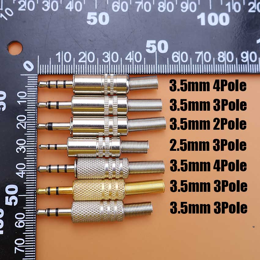 2/5/10pcs 2.5mm 3.5mm Headphone Male Plug Mono Stereo Audio Solder Cable Connector 2/3/4 Pole Earphone Jack AdapterGood Product