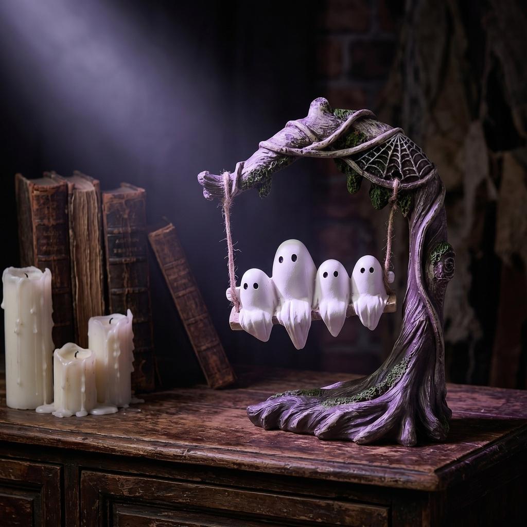 Halloween Swing Tree Decoration - Resin  Figures with, Cute Table Decor for Party, Home, House
