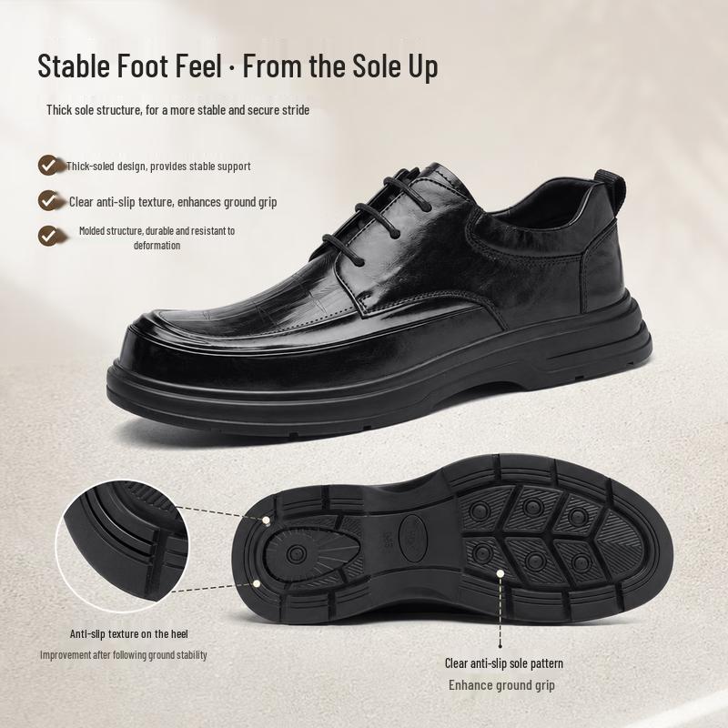 Septwolves Men's British Style Genuine Leather Casual Shoes