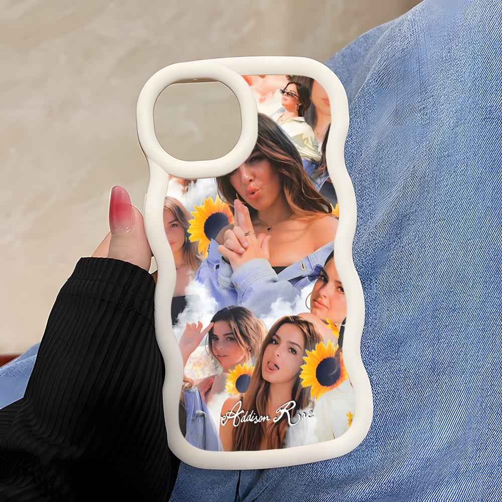 Addison Rae Mobile Phone Case for iPhone 17 16 15 14 13 12 11 Air Pro Max Plus Wavy Edge TPU Colorful Cover Cover Pretty Luxury