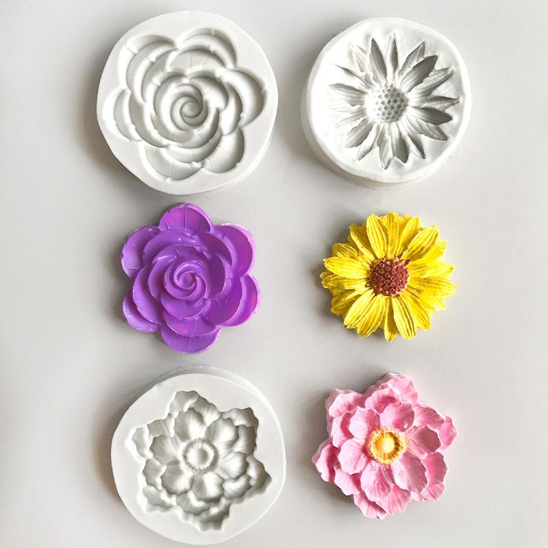 Flower Silicone Molds Diy Wedding Cupcake Topper Fondant Cake Decorating Tools Soap Resin Clay Candy Chocolate Mould