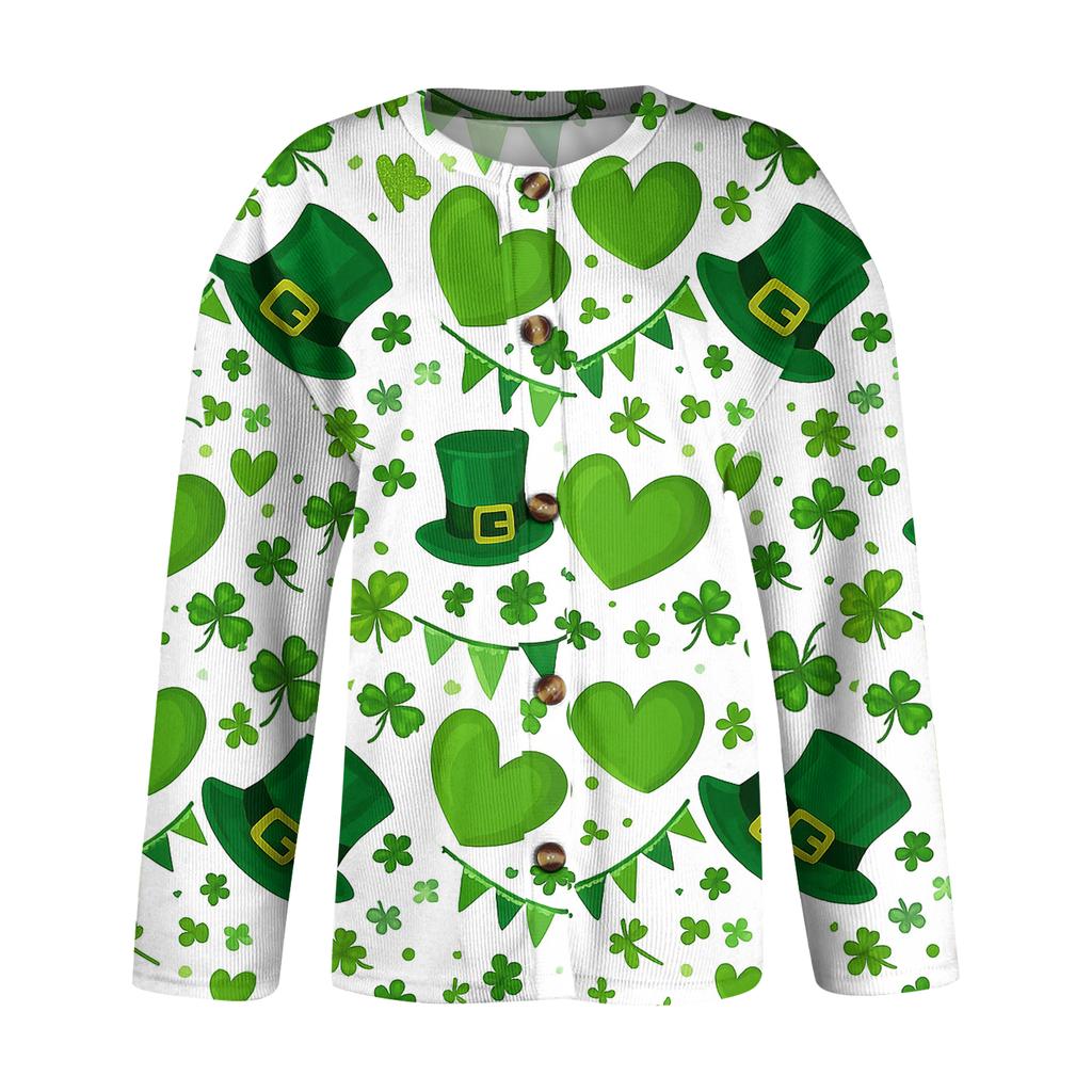 Women's Fashion Printed Long-Sleeved Knit Cardigan Button-Down Jacket