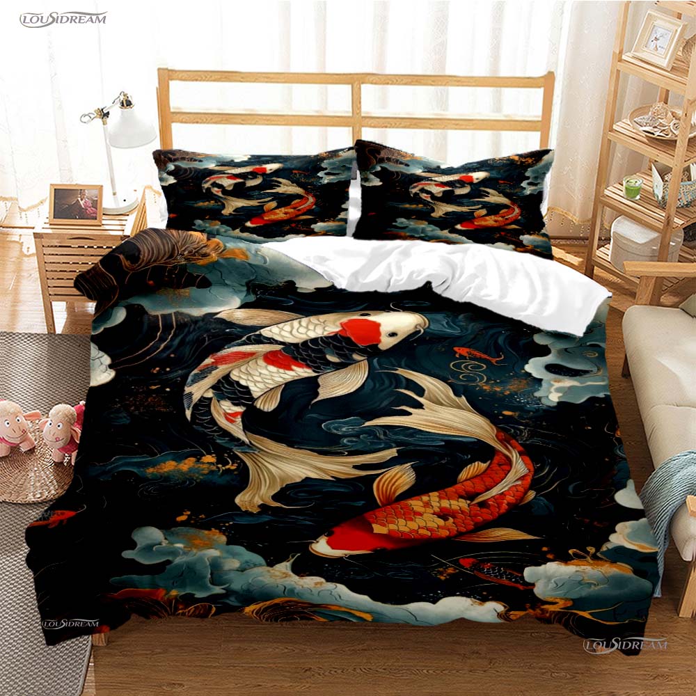 Comforter Yin Yang Koi Fish Casal All Season Duvet Luxury Bedding Set Soft And S Teen Single/Double/Queen/King