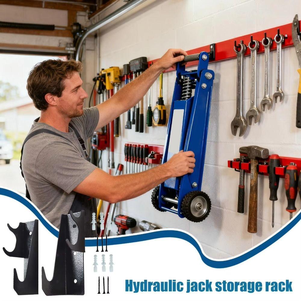 2pcs Double Hook Design Wall Mount Bracket Universal Bracket Hydraulic Jack Stand Organization