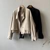 Korean Standing Collar Jacket Cardigan Women's Autumn New Loose Hem Drawstring Short Jacket