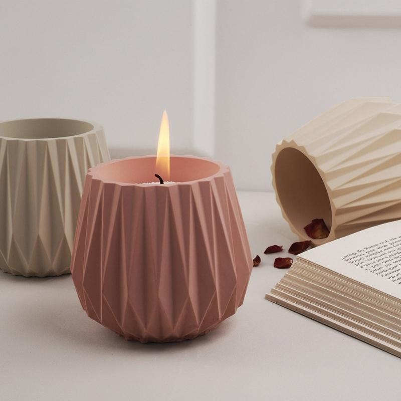Artistic Silicone Planter Creating Mold DIY Concrete Faceted Pots Candle Holder Mold for Home Decors Enthusiasts