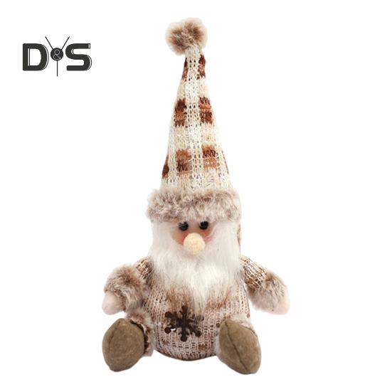 Christmas Doll Plush Knitted Snowman Elk Santa Doll Toy Soft Sitting Christmas Figure Desktop Decor Stuffed Holiday Pillow for Window Bookshelf