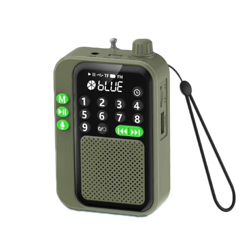 

Мини карманный FM-радиоприемник с высокой чувствительностью, беспроводной Bluetooth-динамик со светодиодным дисплеем, функцией записи и таймером сна зелёный