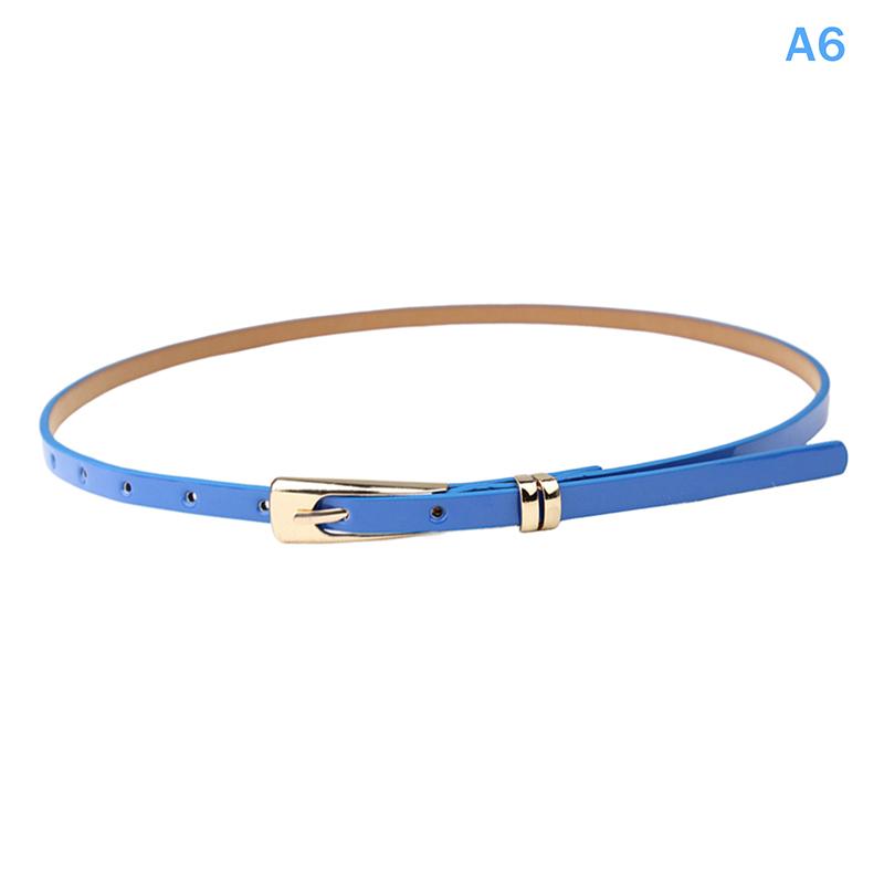 1Pc 12 Candy Colors Women'S Leather Belt Skinny Thin Dress Belt Waist Belt Waistband Dress Coat Waist Seal Jeans Belt