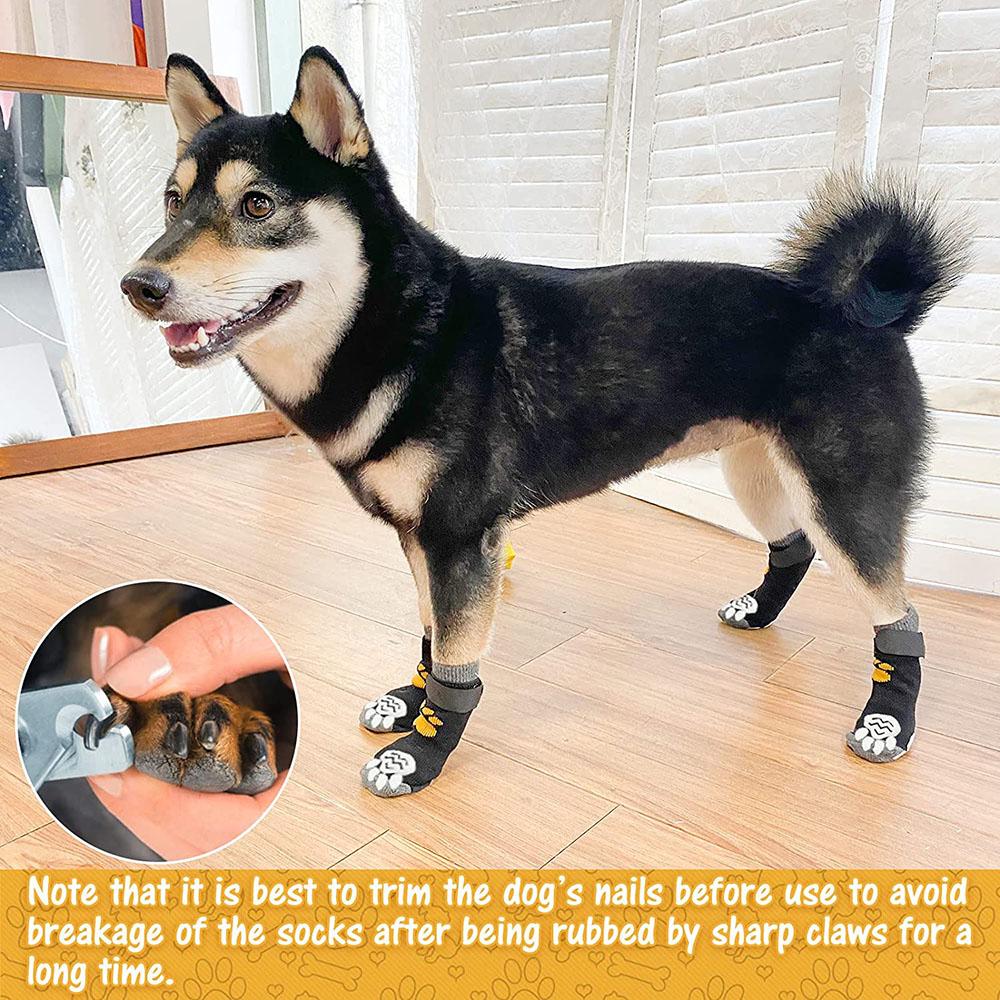 Anti-Slip Dog Socks Adjustable Pet Non-Slip Paw Protection with Paw Pattern for Puppy Dog Indoor Traction Control Wear on Floor