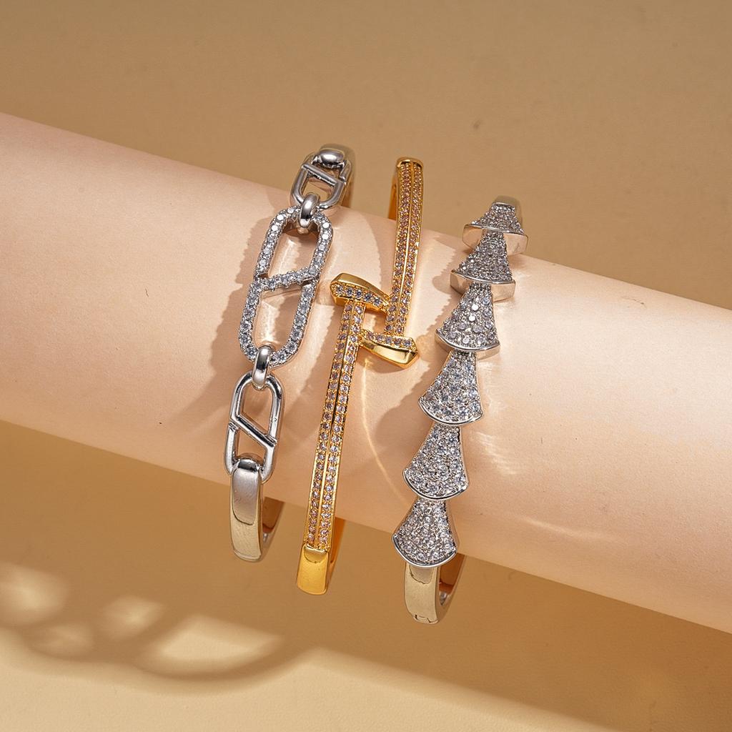 18K real gold electroplated zircon hammer snake bone chain bracelet personalized bracelet