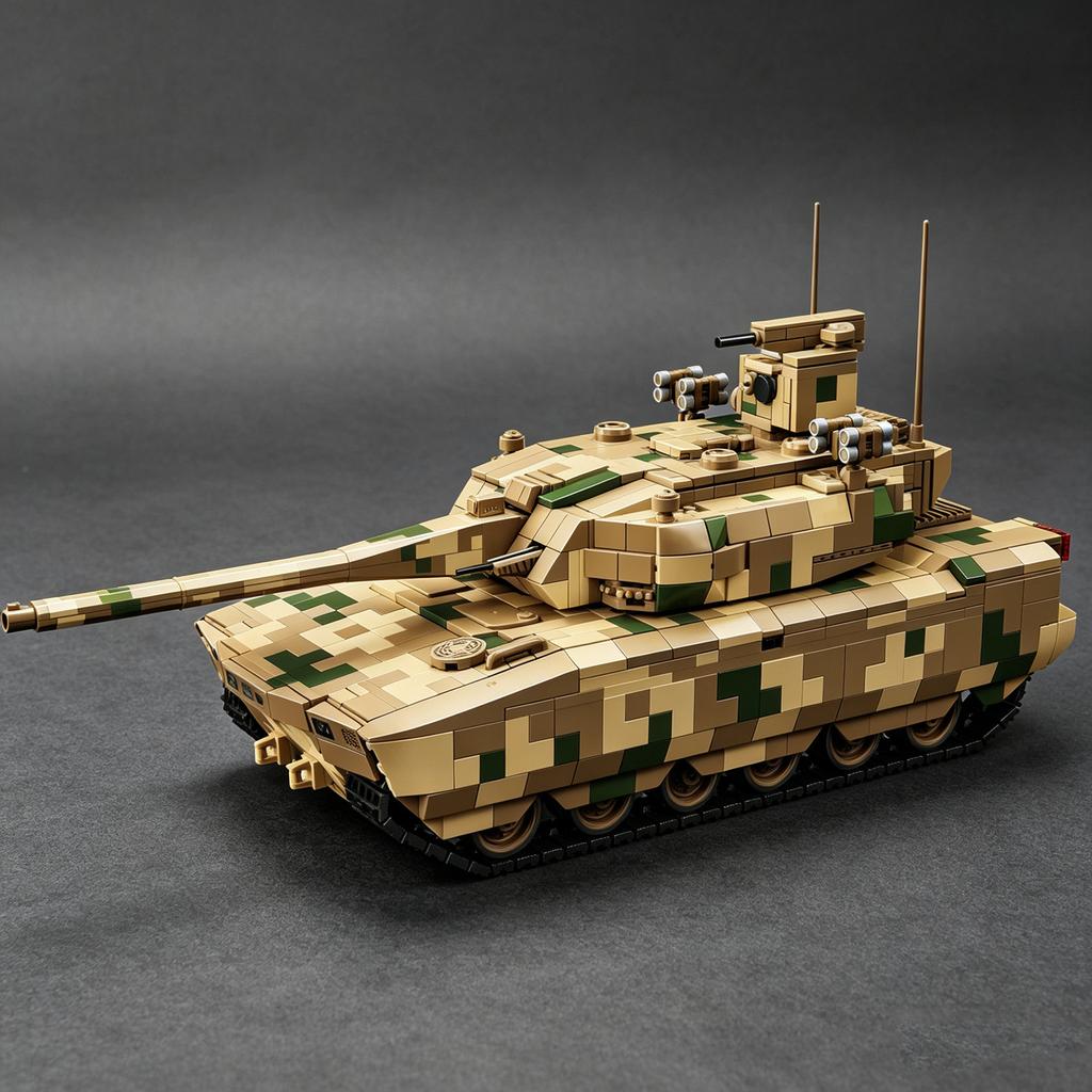 ZTZ100 Extra-Large Tank Building Block Scale Model: Tracked Off-Road Tank, Learning Educational Toy for Boys Girls, Desert Camouflage Finish