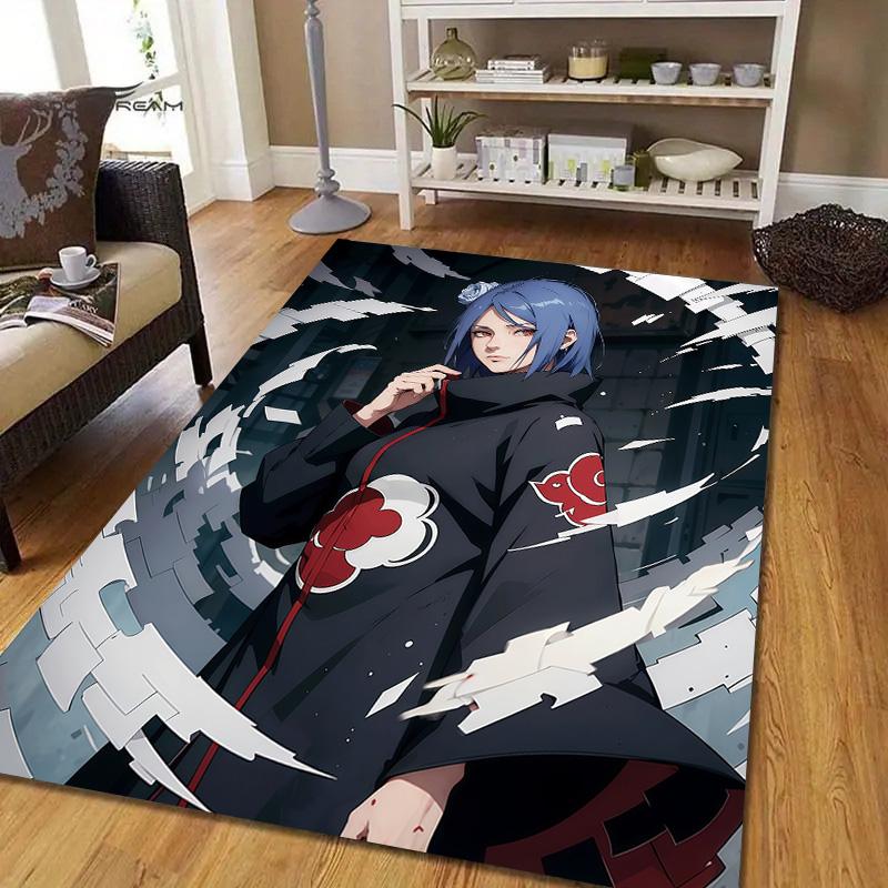 Konan Akatsuki Robe Flannel Pattern Square Carpet,Area Rug,Carpet Rug for Living Room Bedroom Sofa Playroom Decor,Non-slip Floor Mat