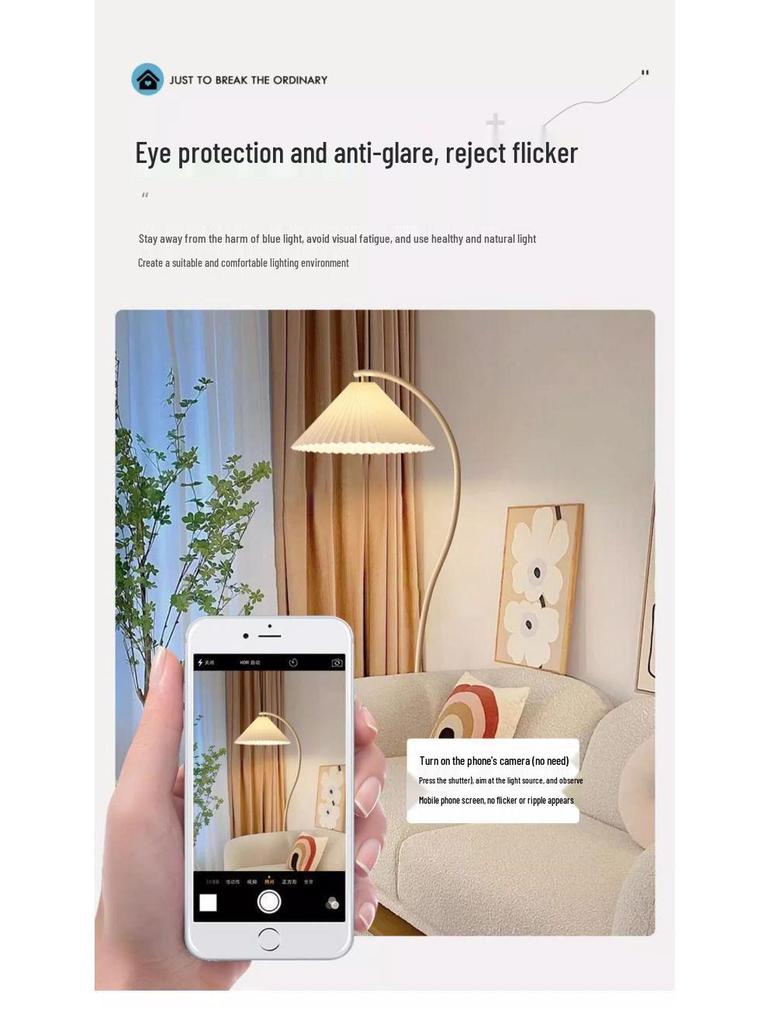 French Vintage Cream Floor Lamp for Living Room, Bedroom, or Bedside - Retro Style with Modern Ambiance.