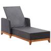 Poly Rattan and Solid Acacia Wood Sun Lounger Black