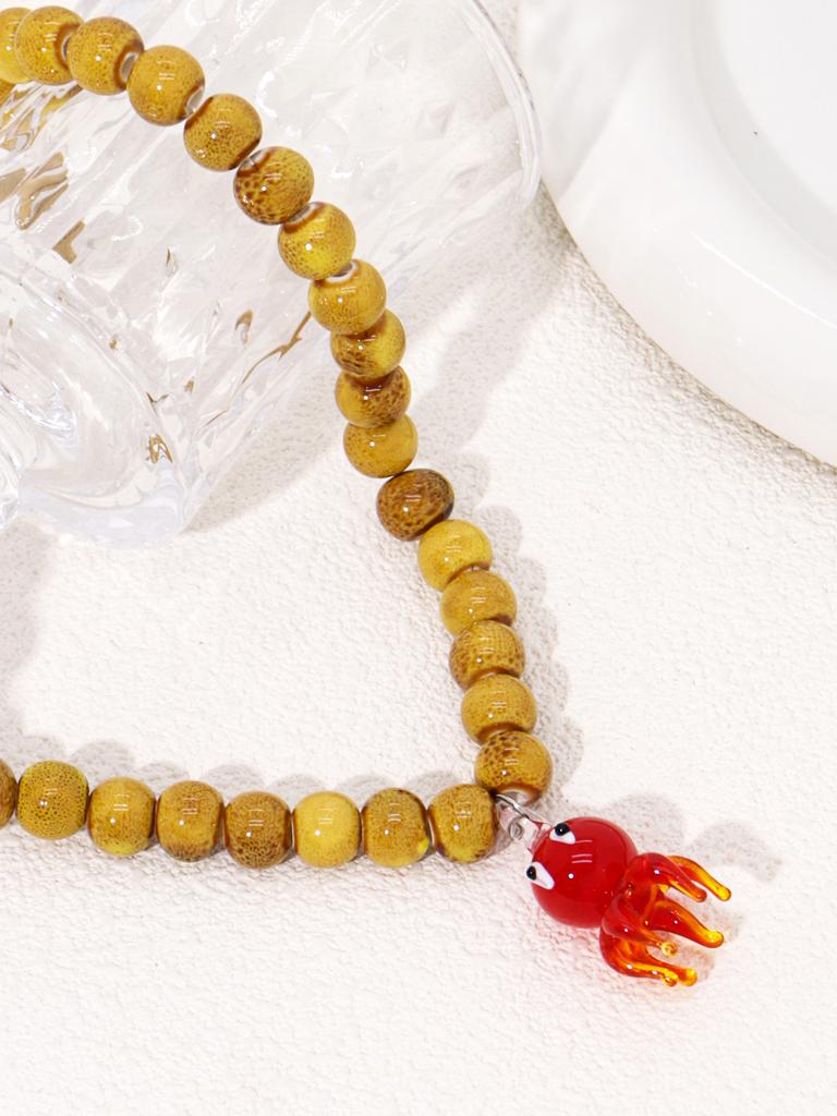 Charm Colorful Fish Pendant Necklace Glass Beads Necklace Cute Marine Animal Jewelry Gift