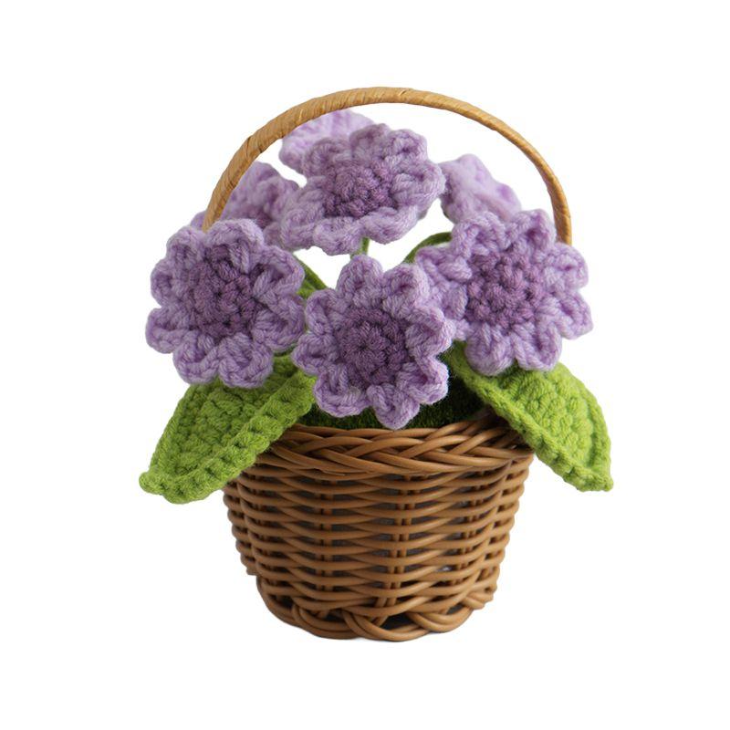 Simulated Flower Potted Plant Crochet Flower Ornament