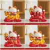7 Inch Fortune Cat with Waving Arm Ceramic Maneki Neko Feng Shui Ornament Lucky Cat for Shops, Restaurant, Home Table Decoration