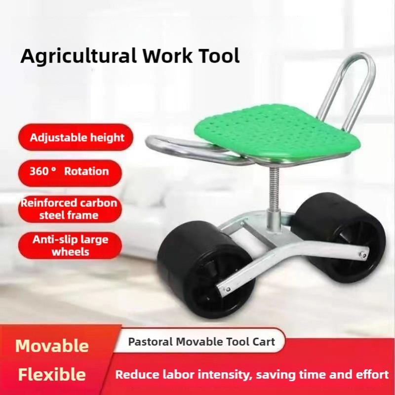 Portable Field Picking Mobile Chair Agricultural Mobile Stool Cart Greenhouse Specific Wheeled Stool