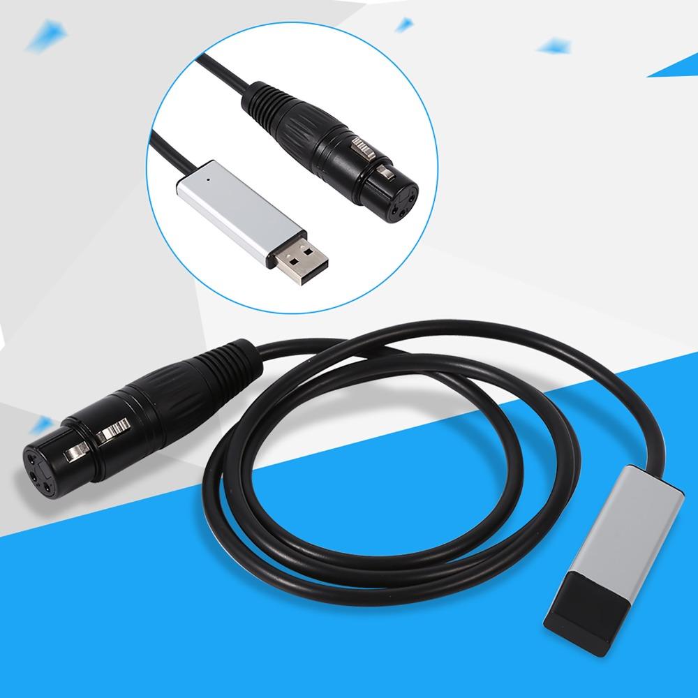 1m / 39.37inch USB To DMX Adapter Black DMX512 Controller USB DMX512 Converter  Lighting Dimmer