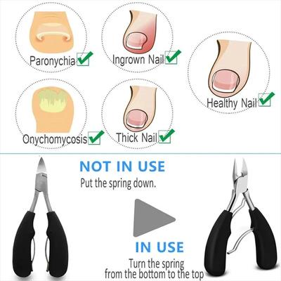 Coupe-ongles Coupe-ongles Outils de pédicure professionnels Paronychie Sets de manucure Acier inoxydable Lame courbée tranchante Grandes pinces