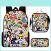 Set Zaino One Piece Per Studenti Delle Scuole Medie Borsa Scolastica in Nylon Astuccio e Borsa a Shopper
